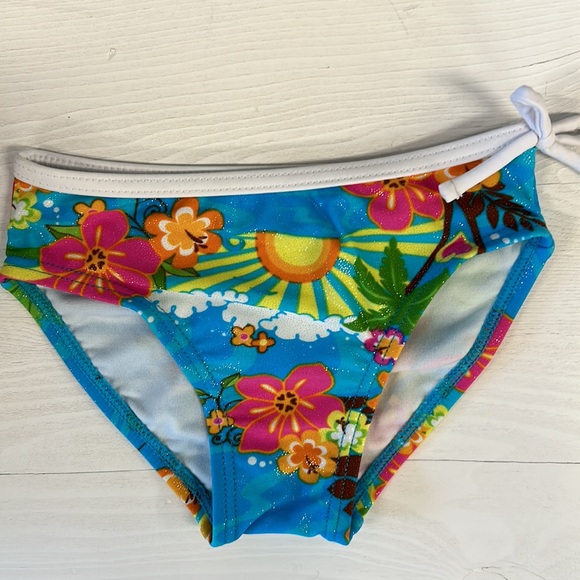 NWT Hula Star Blue Hibiscus Triangle Bikini Kids - Picture 3 of 7